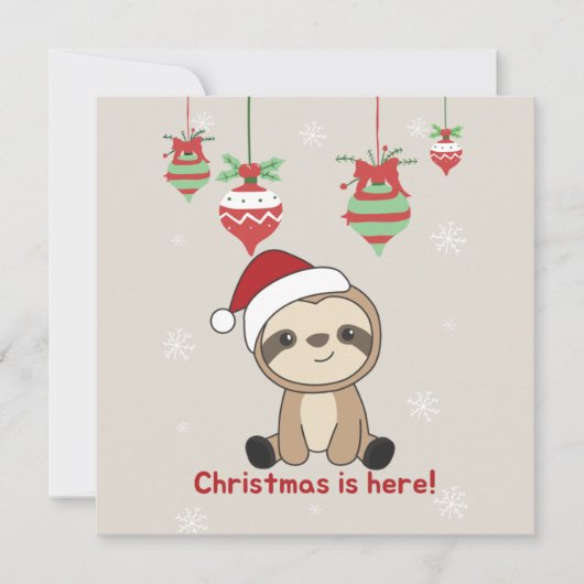 スロッスクリスマススノーウィンターアニマルズナマズ 招待状 (正面)