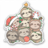 スロッスクリスマスツリーおもしろいアニマルクリスマス シール (正面)