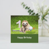 スロッスゴルファーとゴルフの第1期の誕生日 カード (スタンド正面)