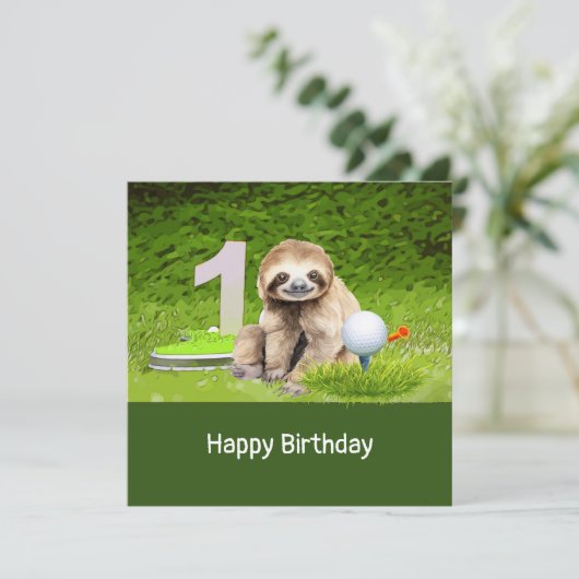 スロッスゴルファーとゴルフの第1期の誕生日 カード (スタンド正面)