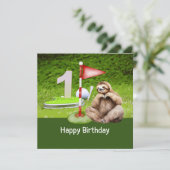 スロッスゴルファーとゴルフの第1期の誕生日 カード (スタンド正面)