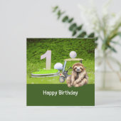 スロッスゴルファーとゴルフの第1期の誕生日 カード (スタンド正面)