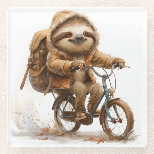 スロッスサイクリストの微笑み ガラスコースター (正面)