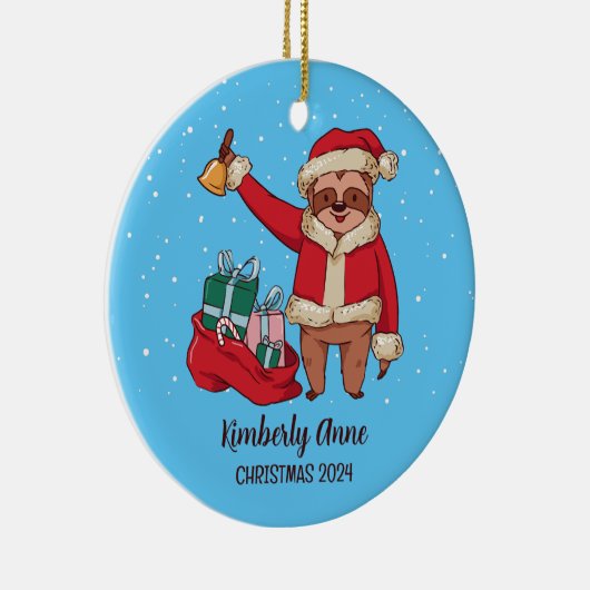 スロッスサンタクリスマスアニマルススノーウィーウィンターホリデー セラミックオーナメント (右)