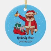 スロッスサンタクリスマスアニマルススノーウィーウィンターホリデー セラミックオーナメント (正面)