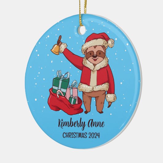 スロッスサンタクリスマスアニマルススノーウィーウィンターホリデー セラミックオーナメント (左)