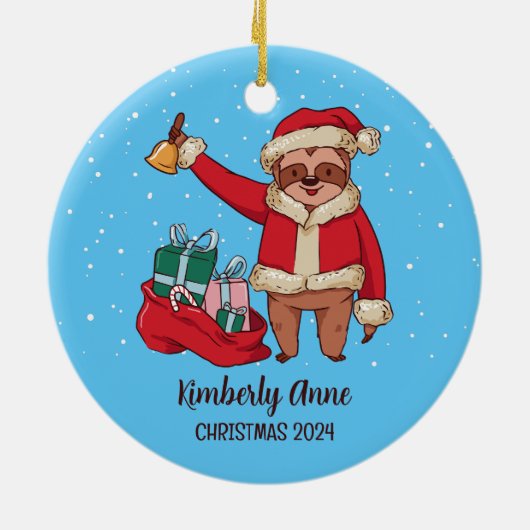 スロッスサンタクリスマスアニマルススノーウィーウィンターホリデー セラミックオーナメント (裏面)