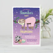 スロッススランバーパーティー誕生日ピンク映画ポップコーン 招待状 (スタンド正面)