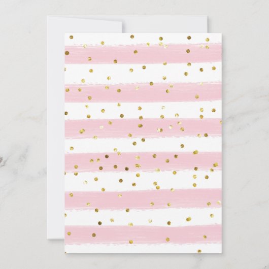 スロッスベビーガールシャワーバイメールピンクと金ゴールド 招待状 (裏面)