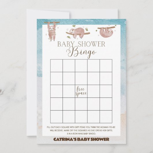 スロッスベビーシャワー – 編集可能な名前、5 x 7 招待状 (正面)