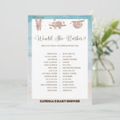 スロッスベビーシャワー – 編集可能な名前、5 x 7 招待状 (スタンド正面)
