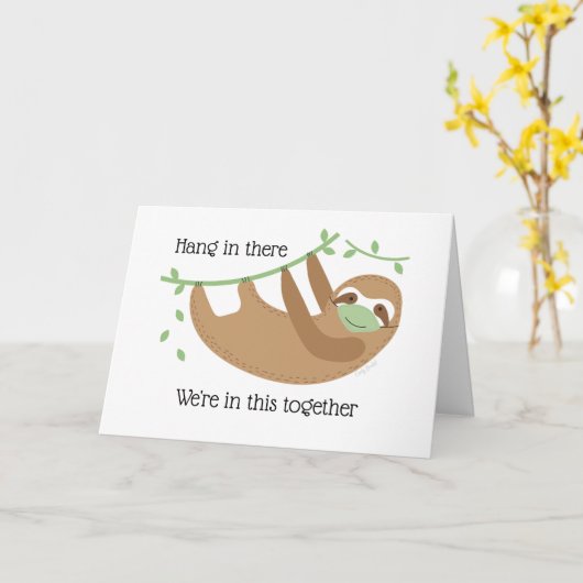 スロッスマスク検疫の社会的距離が良くなる カード (黄色い花)