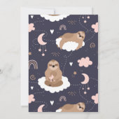 スロッスムーンスターズピンクかわいい女の子の赤ちゃんシャワー 招待状 (裏面)