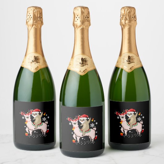 スロッスライディングラマサンタトナディアクリスマスギフト スパークリングワインラベル (ボトル)