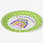 スロッスレインボー誕生日グリーンかわいいキュートボホ ペーパープレート (アングル)