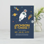 スロッス宇宙飛行士の宇宙空間銀河系子供の誕生日 招待状 (スタンド正面)