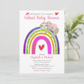 スロッツ仮想少女ベビーシャワーかわいいボホレインボー 招待状 (スタンド正面)