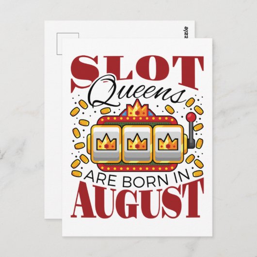 スロットの女王は8月に生まれる 誕生日ギャンブラー ポストカード (正面/裏面)