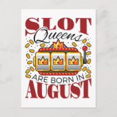 スロットの女王は8月に生まれ 誕生日 ギャンブラー ポストカード (正面)