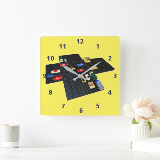 スロットカーモータリング、カスタマイズ可能 スクエア壁時計 (ホーム)