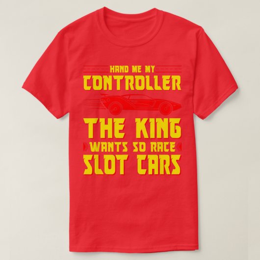 スロットカーレーシングハンドコントローラおもしろいスロット Tシャツ (デザイン正面)