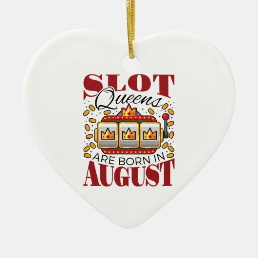スロットクイーン生まれが誕生日威厳があるギャンブラー セラミックオーナメント (正面)