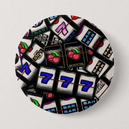 スロットマシンの巻き枠のコラージュ 缶バッジ (正面)