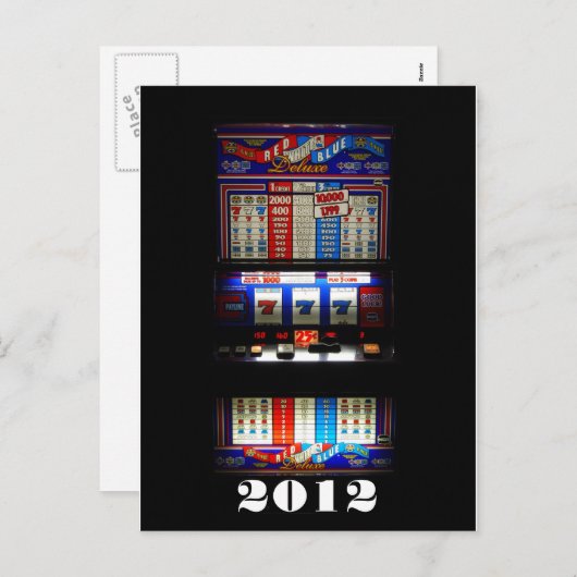 スロットマシンの明けましておめでとうの挨拶 シーズンポストカード (正面/裏面)