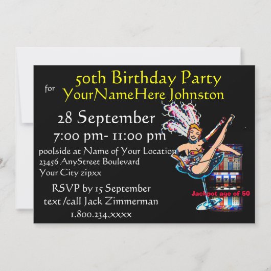 スロットマシンの第50誕生会 招待状 (正面)