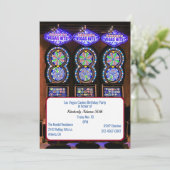 スロットマシンカジノをテーマにした誕生日パーティー 招待状 (スタンド正面)