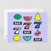 スロットマシンスロット果実 – 遊を獲得するチャーム ポストカード (正面/裏面)