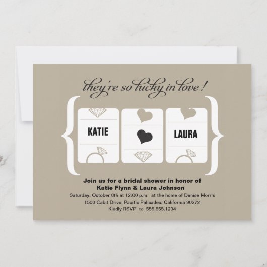 スロットマシンブライダルシャワー 招待状 (正面)