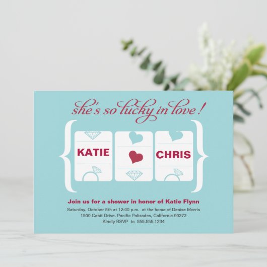 スロットマシンブライダルシャワー 招待状 (スタンド正面)