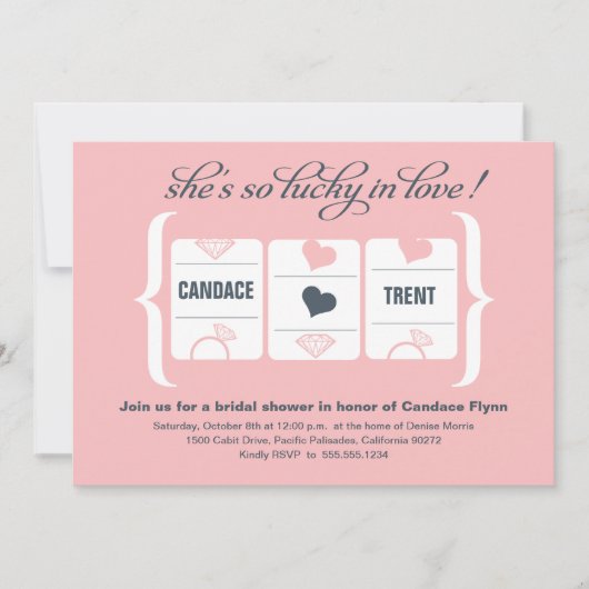 スロットマシンブライダルシャワー 招待状 (正面)