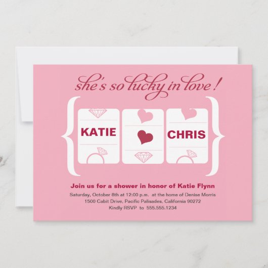 スロットマシンブライダルシャワー 招待状 (正面)