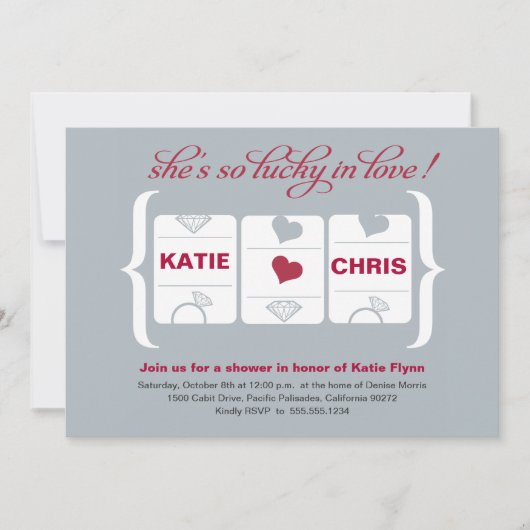 スロットマシンブライダルシャワー 招待状 (正面)