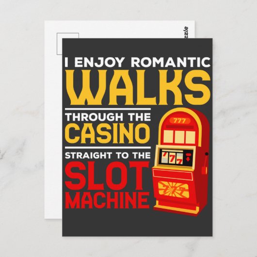 スロットマシンプレーヤカジおもしろいノ賭博ユーモア ポストカード (正面/裏面)