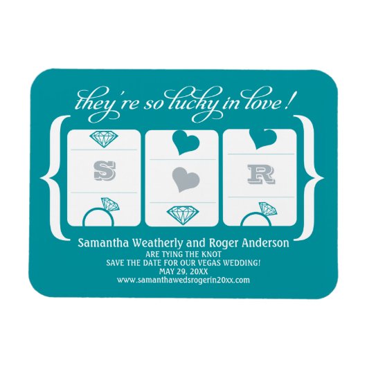 スロットマシン結婚式の日付の保存 マグネット (横)