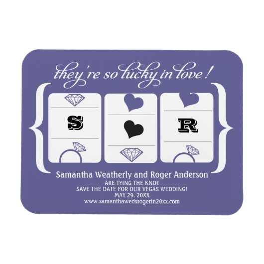 スロットマシン結婚式の日付の保存 マグネット (横)