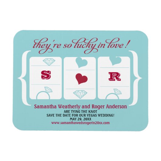 スロットマシン結婚式の日付の保存 マグネット (横)