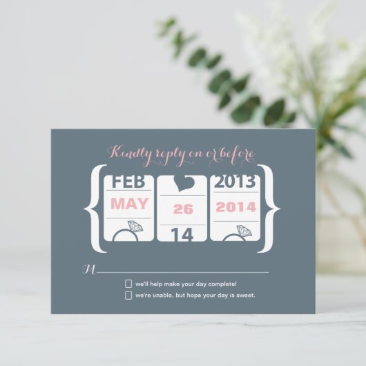 スロットマシン結婚式RSVP 出欠カード (スタンド正面)