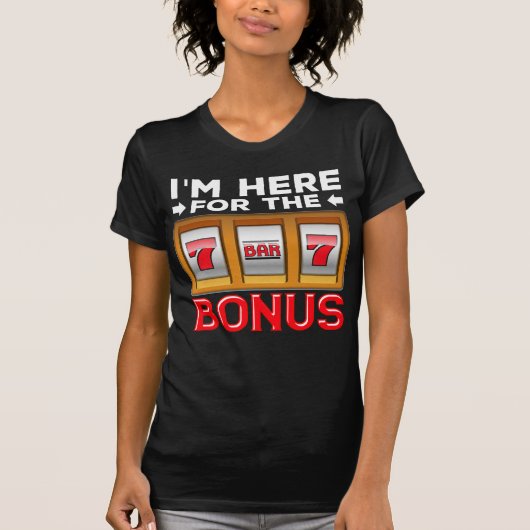 スロットマシン賭博カおもしろいジノファン Tシャツ (正面)