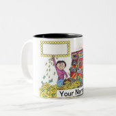 スロットマシン – PrintedPerfectによる女性漫画 ツートーンマグカップ (正面左)