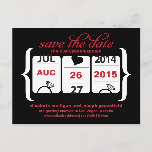 スロットマシン Save the Date - 結婚式 案内ポストカード (正面)