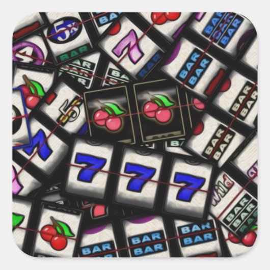 スロットマシーンリールのコラージュ スクエアシール (正面)