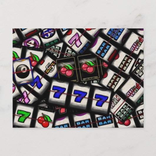 スロットマシーンリールのコラージュ ポストカード (正面)