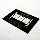 スロットモダンマシンウェディング日付フォイルを保存 箔招待状 (回転した状態)