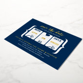 スロットモダンマシンウェディング日付フォイル請求書の保存 箔招待状 (回転した状態)