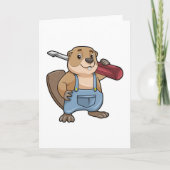 スロット付きドライバーを持つ工作員としてのビーバー カード (正面)