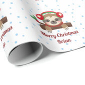 スロッパーソナライズされたスメリークリスマスの名前 ラッピングペーパー (ロールコーナー)